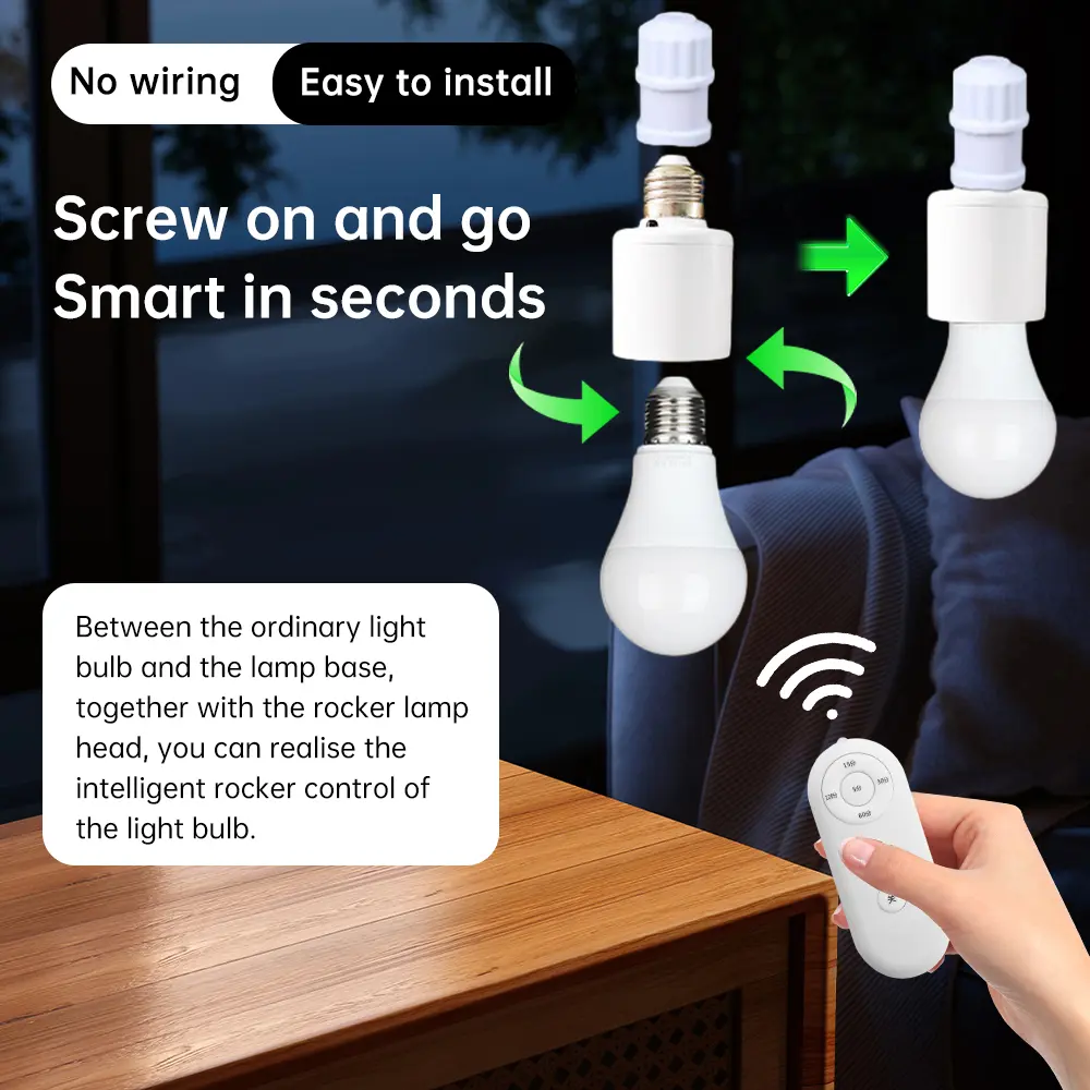 AC110-240V Intelligent E27 Lamp Base Remote Control/5.8G Radar Sensing Lamp Holder Converter for LED/Energy-saving/Incandescent