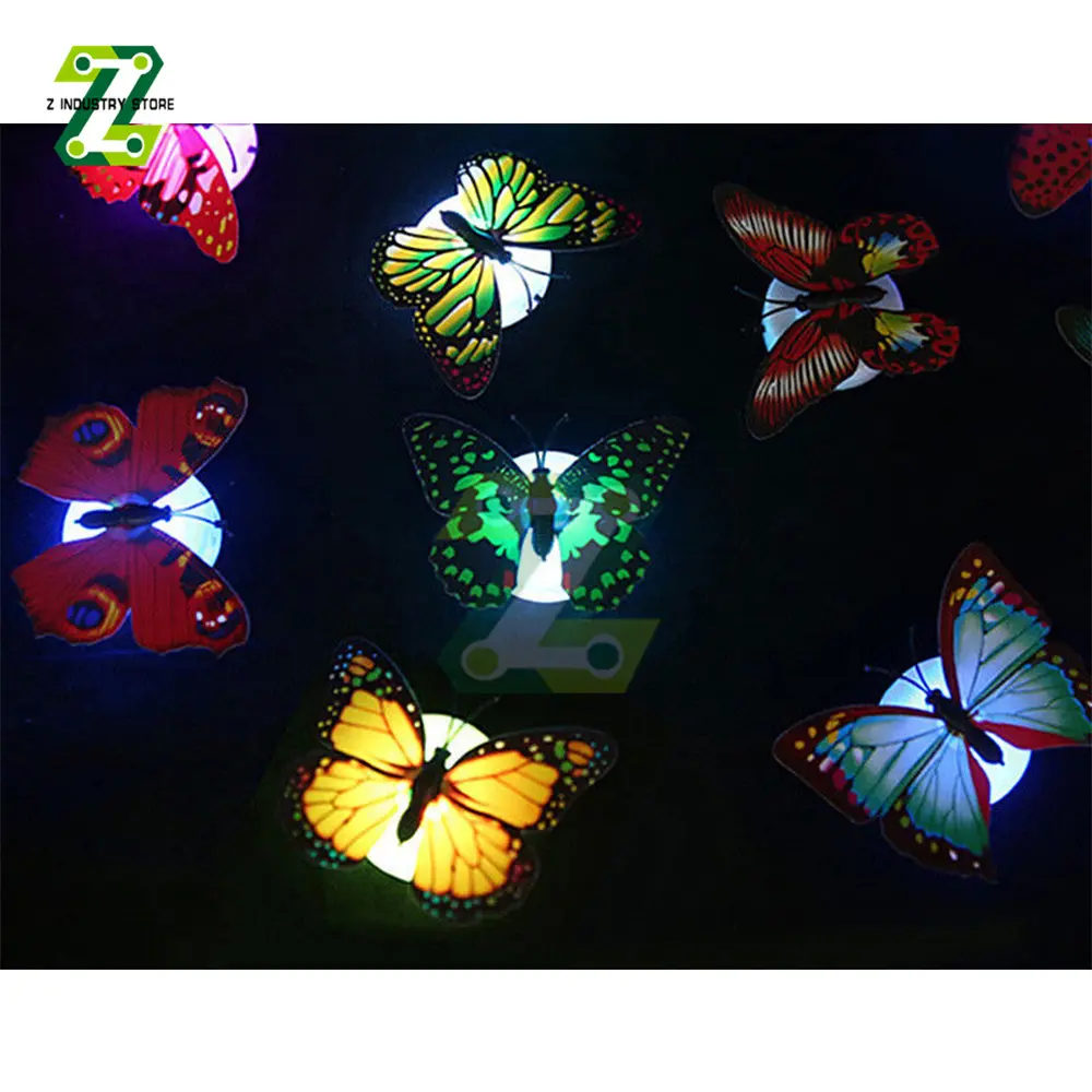 LED Wall Stickers Colorful Changing Butterfly Glowing Wall Decals Night Light Lamp Home DIY Living Room Wall Sticker