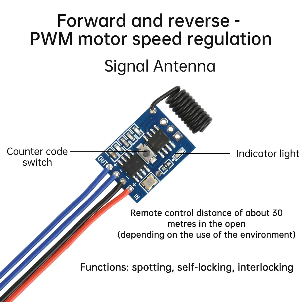 DC3V-12V PWM Motor Speed Control Module Support Remote Control With 3-key Controller Forward Reverse Rotation Speed Regulation