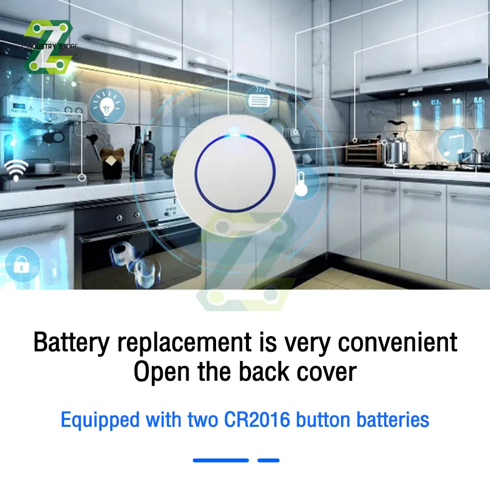 Round Shape 1 CH Button RF Transmitter Wireless Remote Control 433 MHz Roundness Design Remote Key Sticky Wall Panel