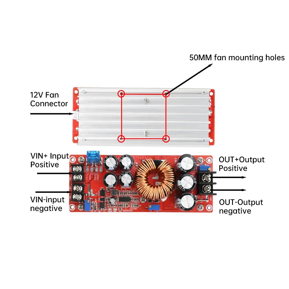 1200W 20A DC Boost Module Step-up Power Supply Module 8-60V to 12-83V Converter Over Current/Voltage Protection