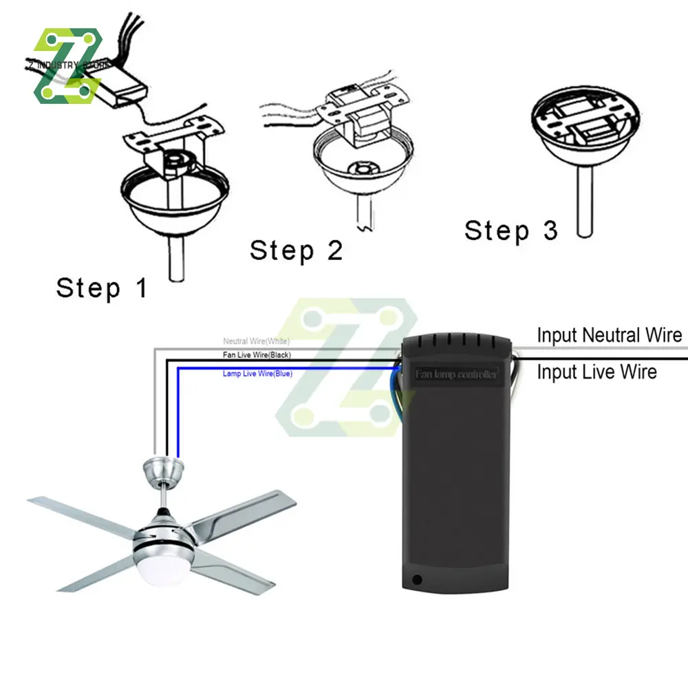Universal Ceiling Fan Lamp Remote Control Kit AC 110-240V Timing Control Switch Adjusted Wind Speed Transmitter Receiver