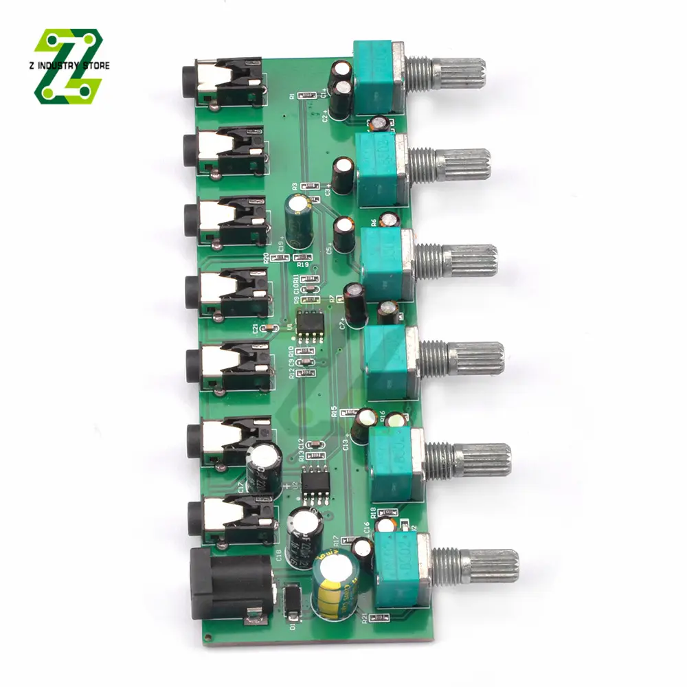 Stereo Audio Mixer 6 Way Input Sound Mixing Board 6 Input 1 Output With Volume Adjustment DC5-20V