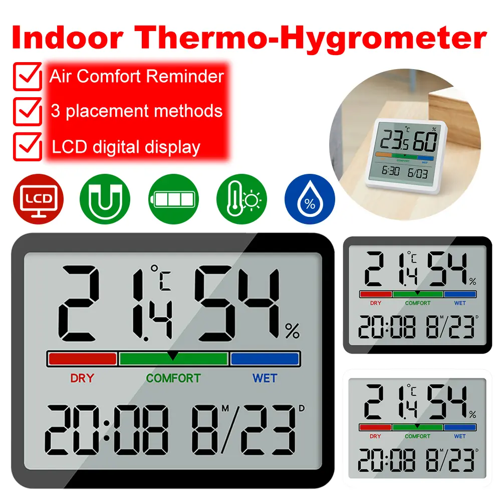 Weather Station Mini Digital Home Indoor Temperature Humidity Meter LCD Digital Thermometer Hygrometer Sensor Gauge