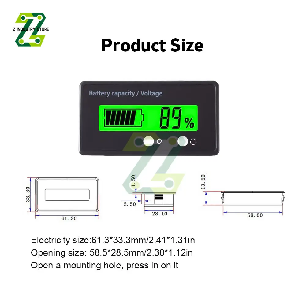 8-120V Lithium li-ion lead-acid Battery Capacity Monitor Level Voltmeter Percentage Indicator