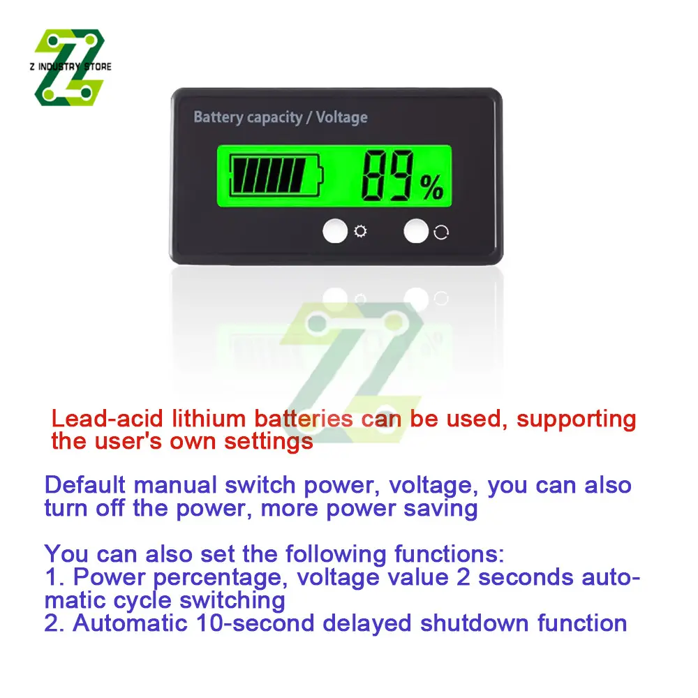 8-120V Lithium li-ion lead-acid Battery Capacity Monitor Level Voltmeter Percentage Indicator