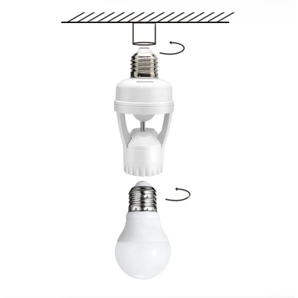 E27 Lamp Holder PIR Infrared Human Sensor Lamp Socket AC 100-240V E27 Screw Sensor Lamp Head Infrared Sensing Switch