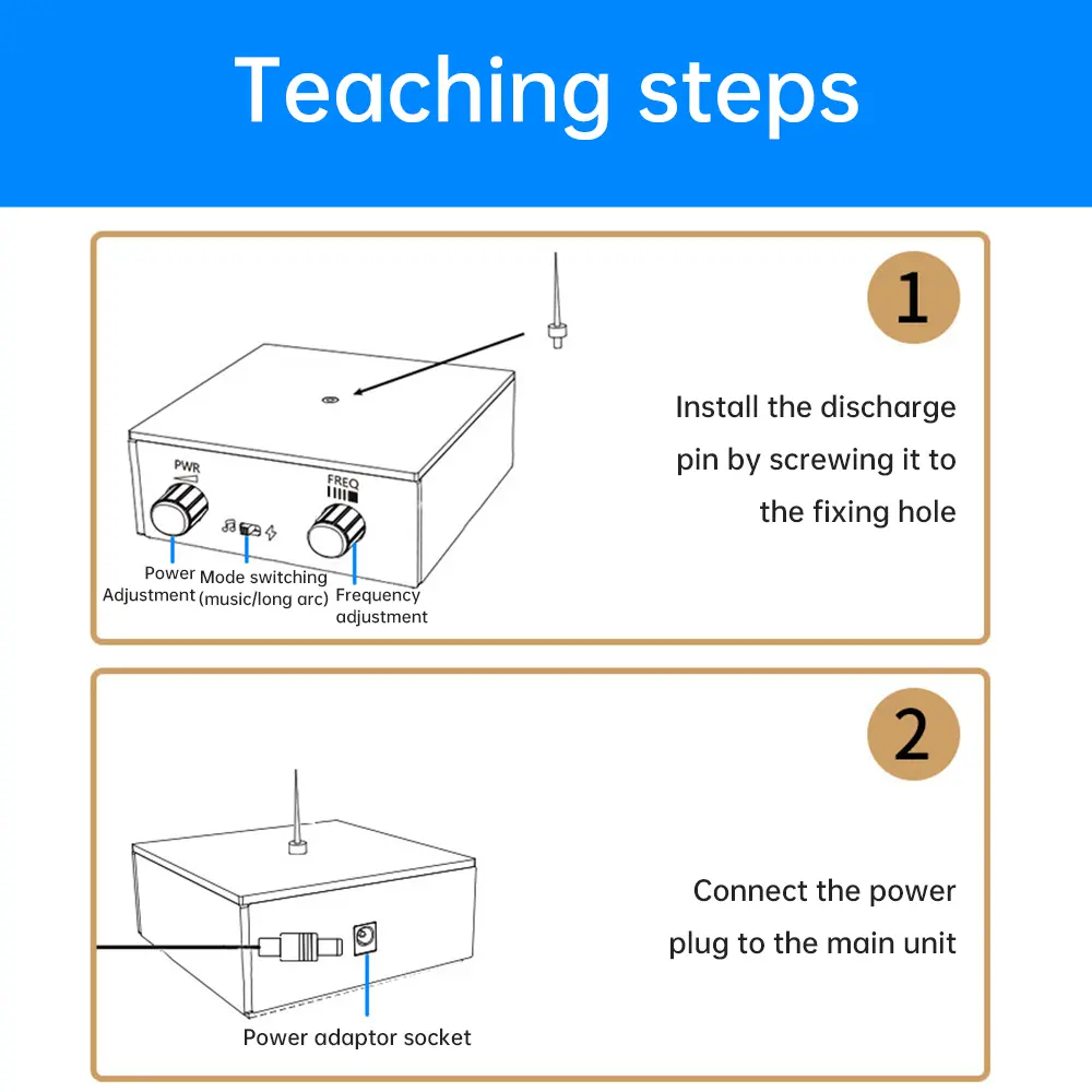 AC110~240V Tesla Coil BT Music Box Artificial Lightning 0-10cm Arc Adjustable Physics Experiment Teaching Tool EU/US Plug