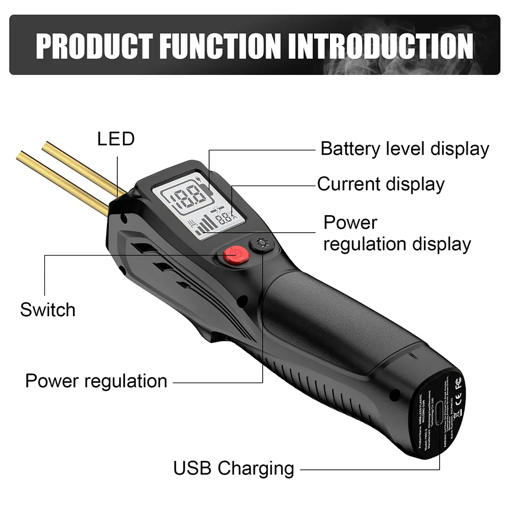500W LCD Display Handheld Wireless Charging Plastic Welding Gun Repair DIY Projects and other Plastic Repairs