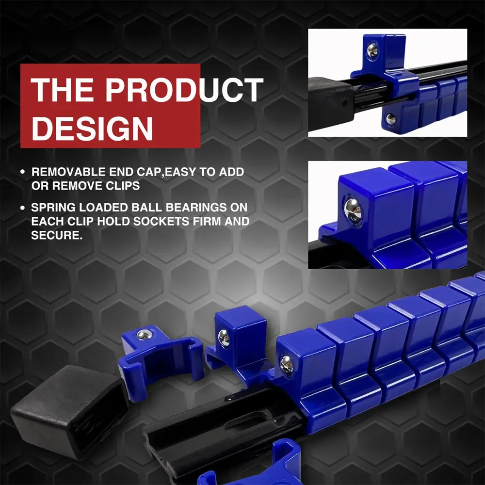 Socket Storage Rack Sleeve Organizer 1/4" 3/8" 1/2"  360 Degree Swivel Sleeve Rail Holder Hand Tool Storage Bracket