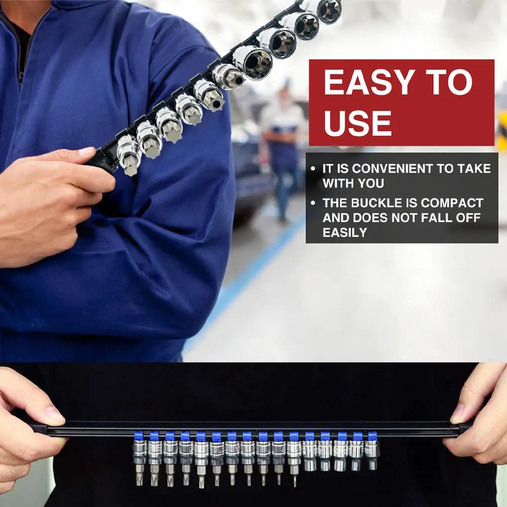Socket Storage Rack Sleeve Organizer 1/4" 3/8" 1/2"  360 Degree Swivel Sleeve Rail Holder Hand Tool Storage Bracket