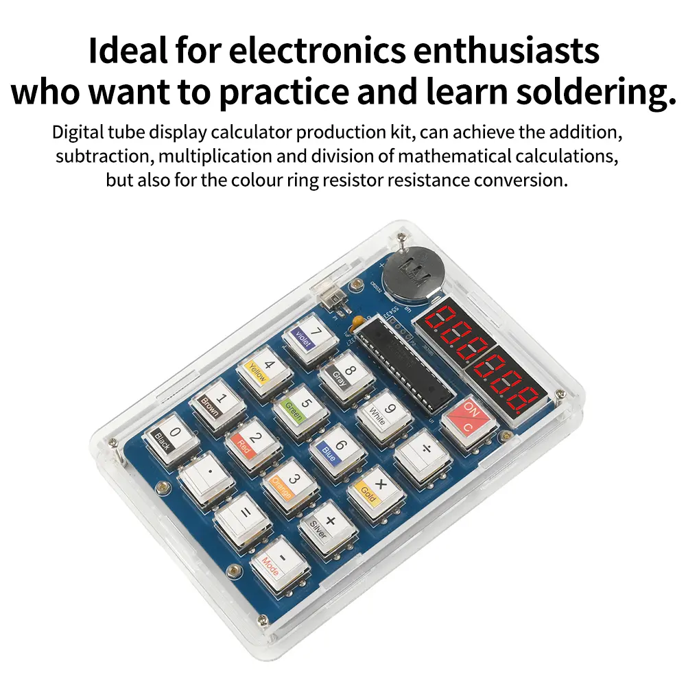 LED Display DIY Calculator Making Electronic Kit 6-Digit Calculator Kit DIY Soldering Practice Kit LED Display Computer Teaching