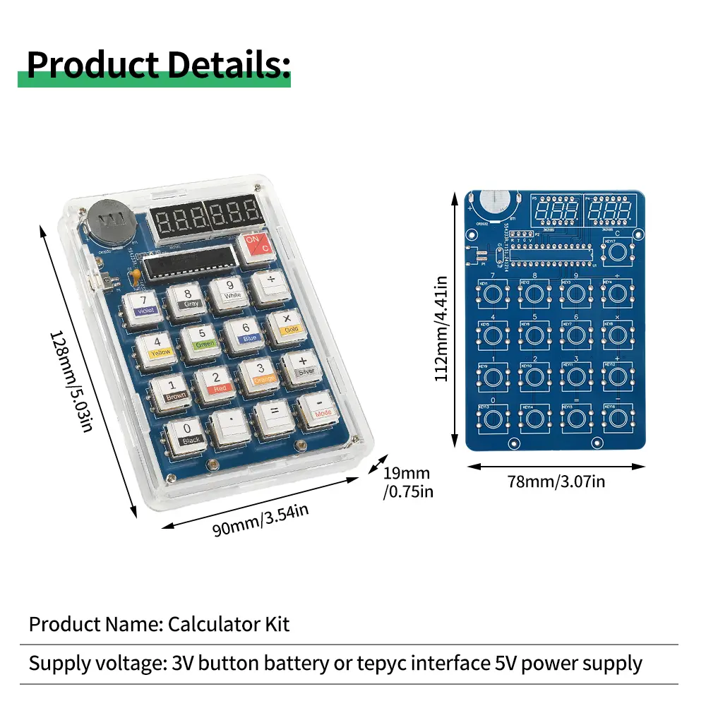 LED Display DIY Calculator Making Electronic Kit 6-Digit Calculator Kit DIY Soldering Practice Kit LED Display Computer Teaching
