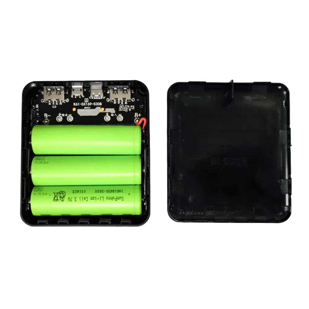 3*18650 Battery Box 10W Fast Charging Battery Pack DIY Shell Electricity Display Dual USB Charging 18650 Battery Storage Box DIY
