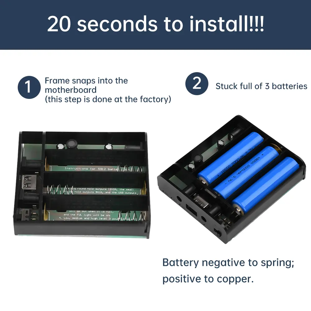 5V 9V 12V UPS 3*18650 Lithium Battery Soldering Free Kit Surveillance Camera Router Emergency Power Supply DIY Loose Part