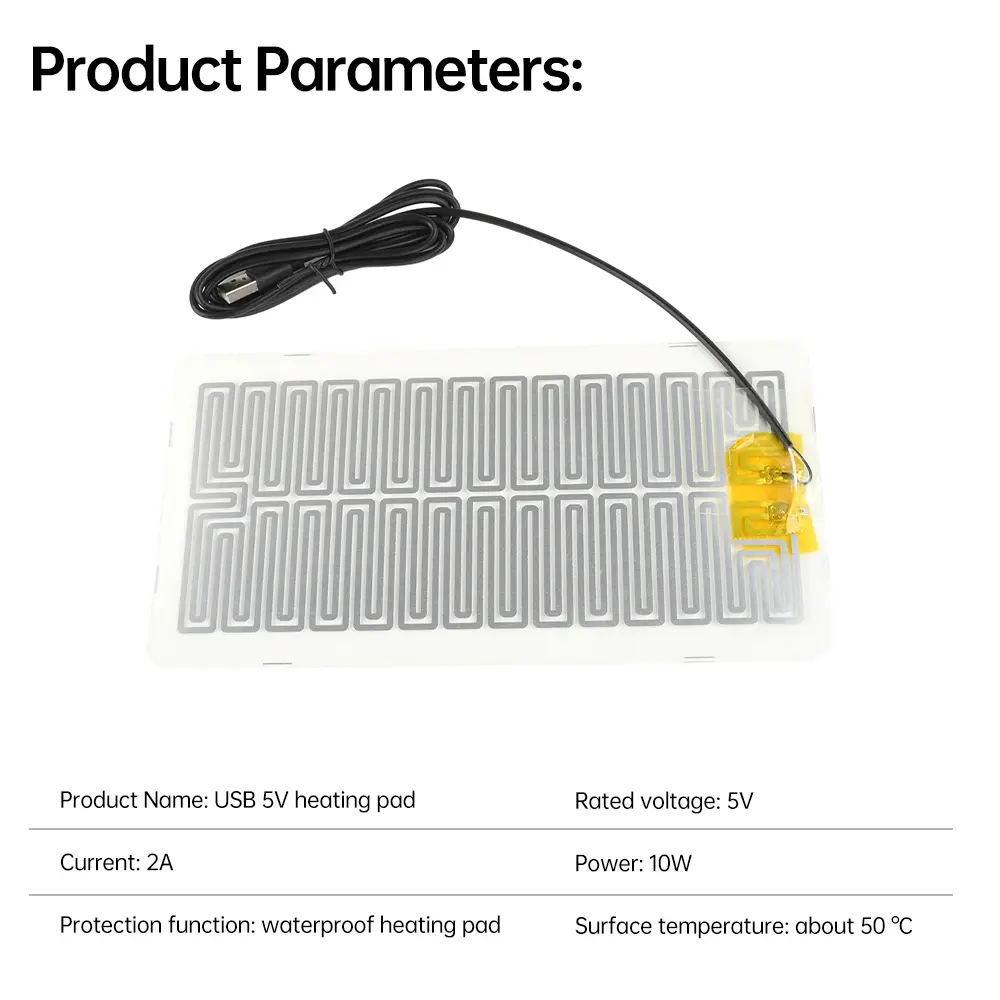USB 5V Heating Pad Waterproof Electric Heater Metal Heating Pad 10W Low Power Electric Heating Pad For Mouse Pad Winter Warmth