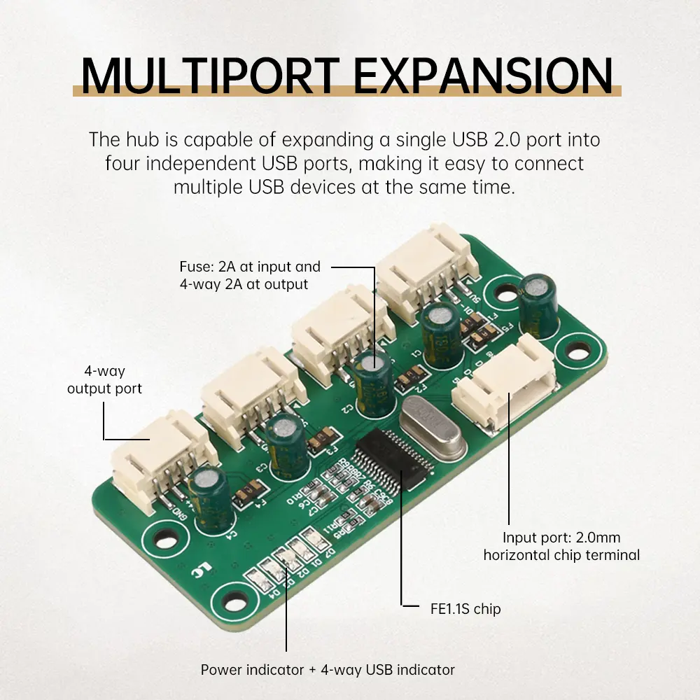DC5V 1-To-4-Port Ph2.0 Interface Version One To Four Usb 2.0 Hub Hub Module No Drive Usb Splitter