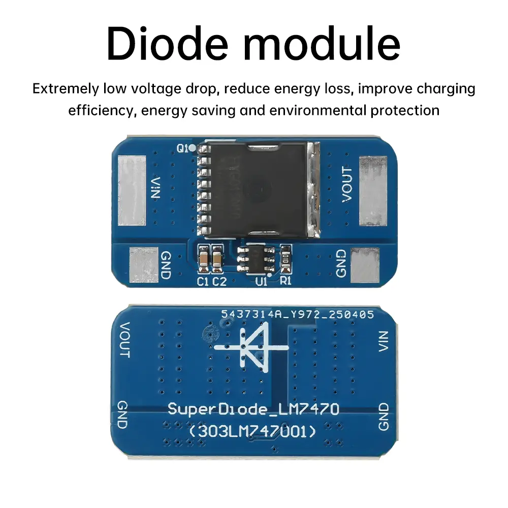 60A Two MOS No Voltage Limit Ideal Diode Module Anti Backflooding Anti Reverse Connection Anti Backup Diode No Ground Required