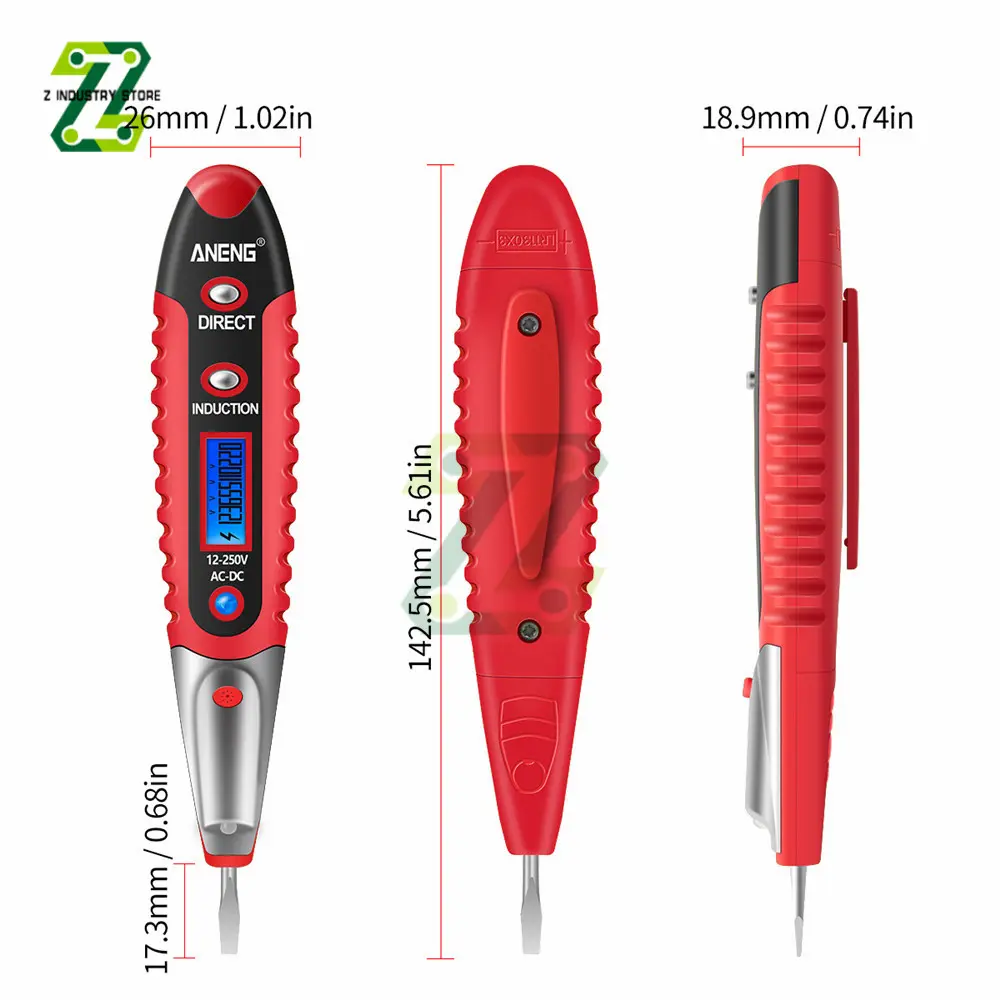 AC DC 12-250V LCD Digital Display Voltage Test Pen Electrician Electroscope Non-contact Safety Test Screwdriver Pen