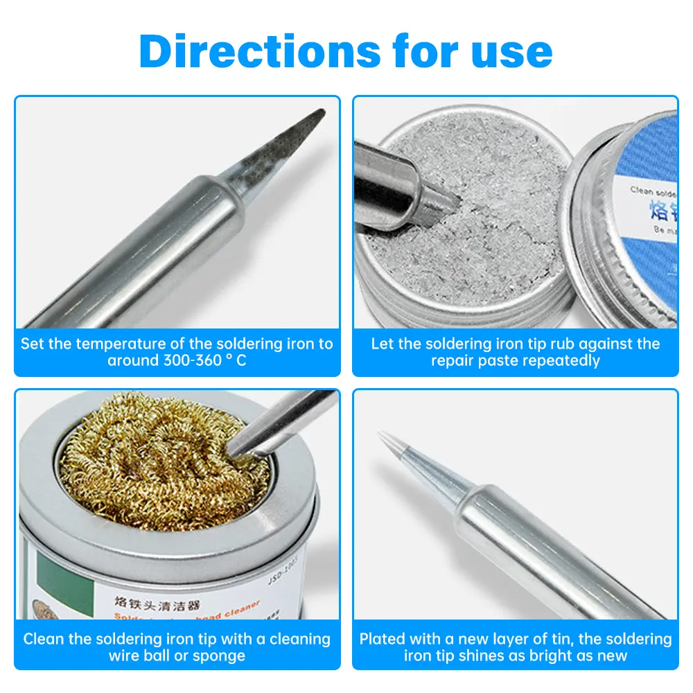Soldering Iron Head Tinner Activator Tip Cleaner Remover Lead Free Non-stick Tin Solder Cream for Oxide Head Resurrection