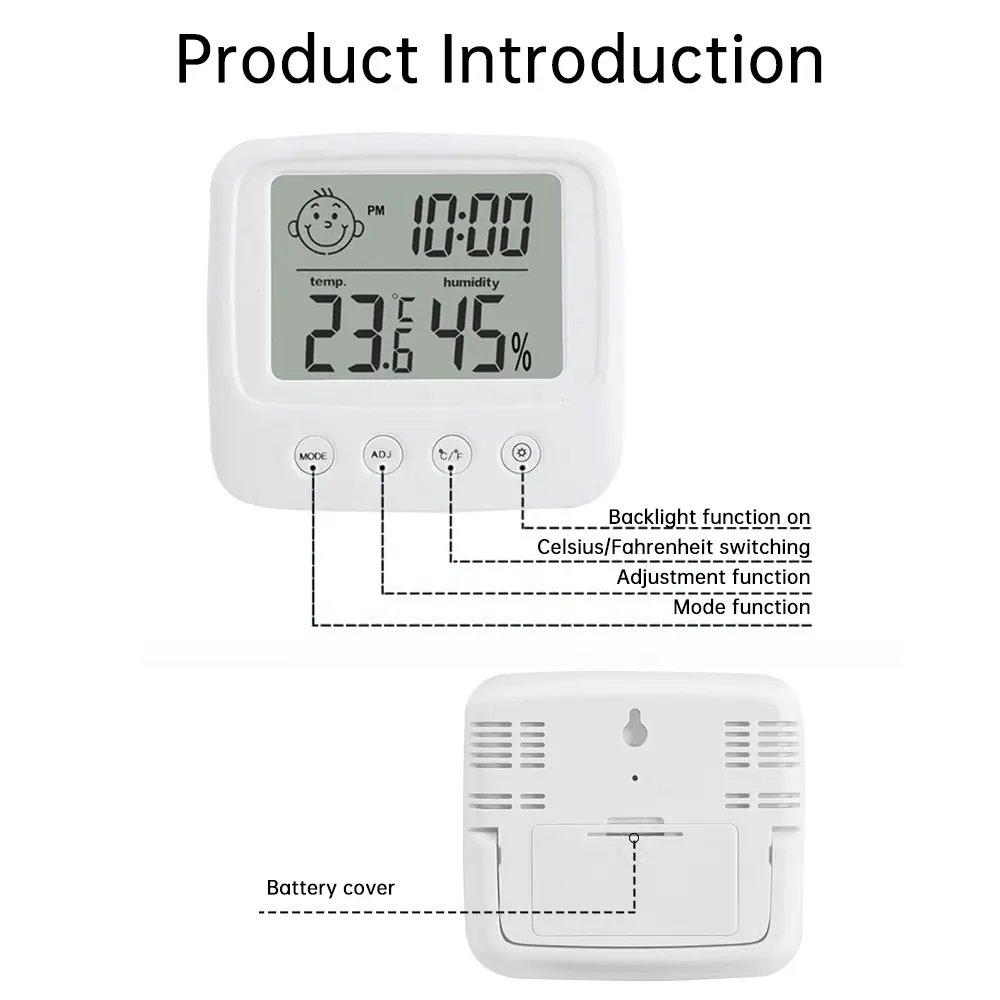 Thermohygrometer Ultra-thin Simple Smart Home Electronic Digital Thermometer Hygrometer Temperature and Humidity Meter