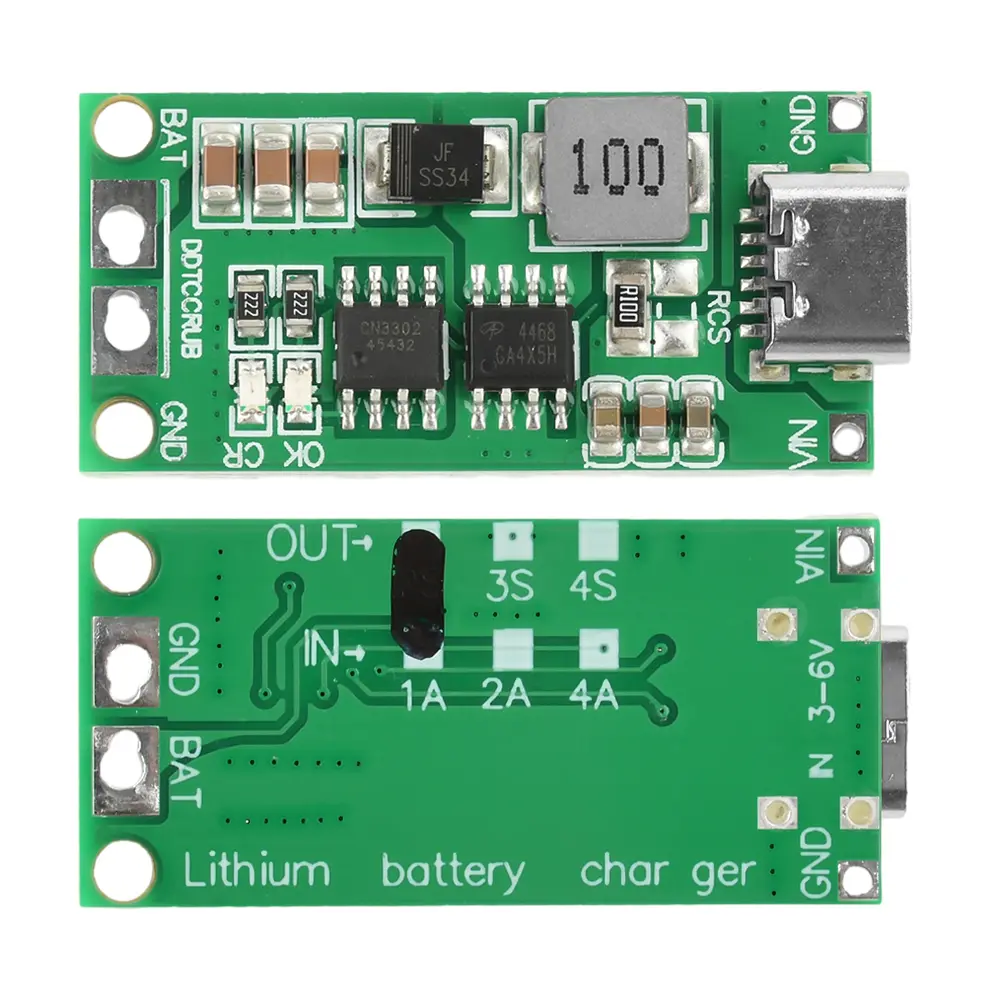 2S/3S/4S 1-4A Lithium Battery Charging Module DC3-6V to 8.4V/12.6V/16.8V Step-up Charger Module