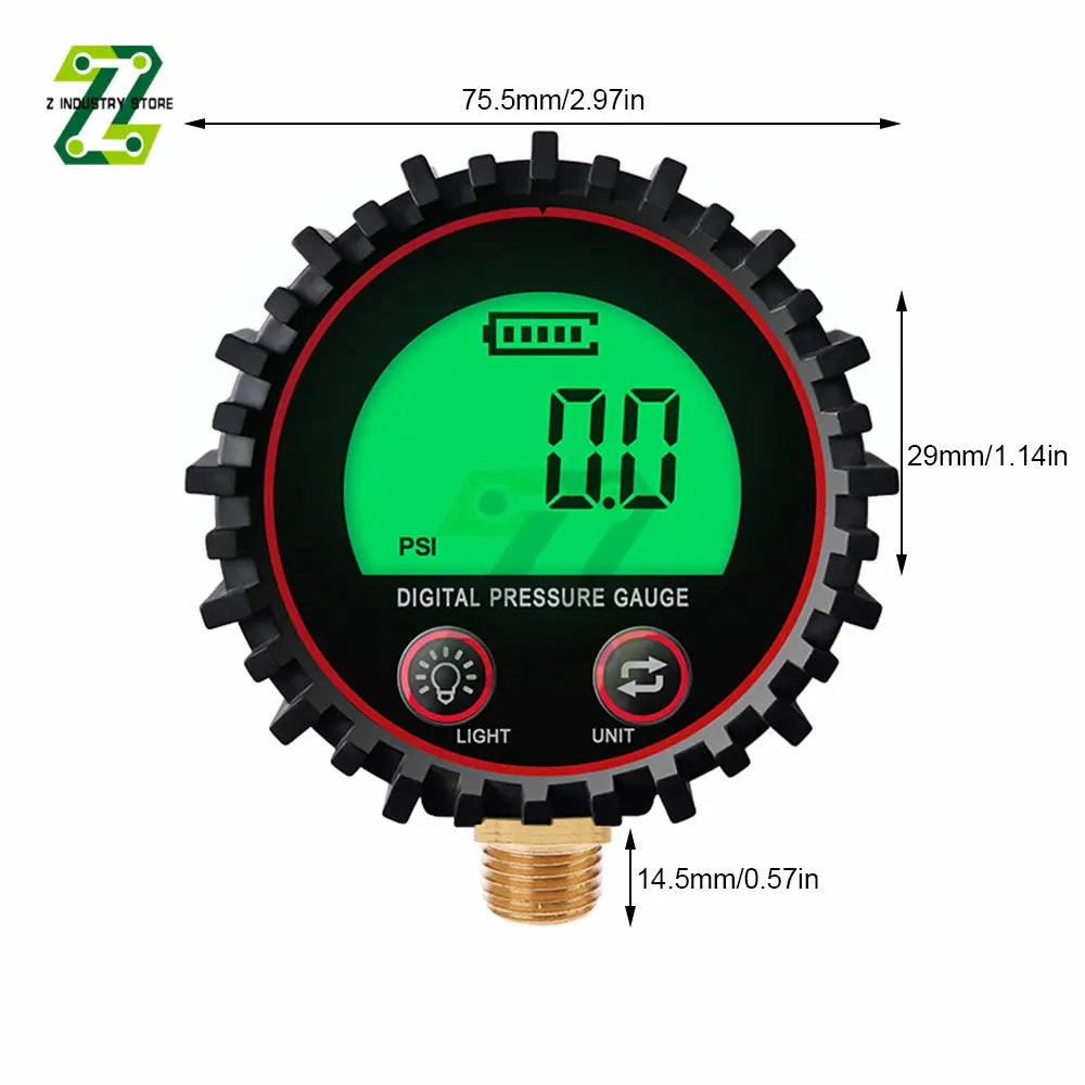 Manometer M11 1/4 1/8 NPT Screw Thread Connector Digital Gas Pressure Gauge For Car Truck Motorcycle