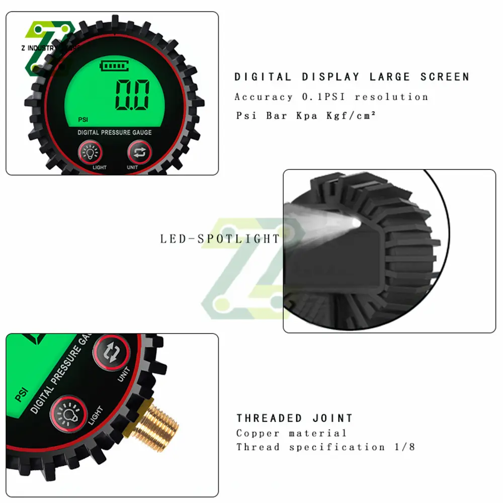Manometer M11 1/4 1/8 NPT Screw Thread Connector Digital Gas Pressure Gauge For Car Truck Motorcycle