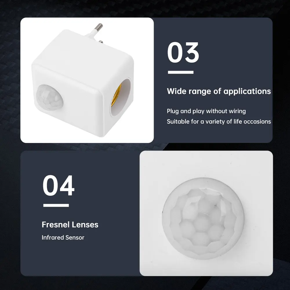 E27 Lamp Socket Human Body Infrared Sensing Smart Light Holder Switch EU/US Plug Warehouse Corridor Switch