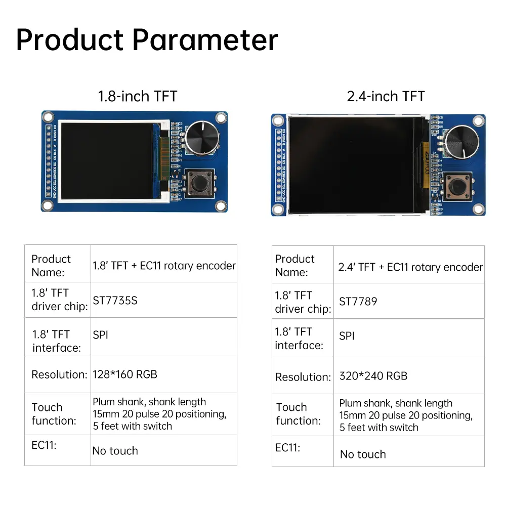 1.8/2.4-inch TFT Display with EC11 Rotary Encoder Combination Module SPI Interface LCD Display