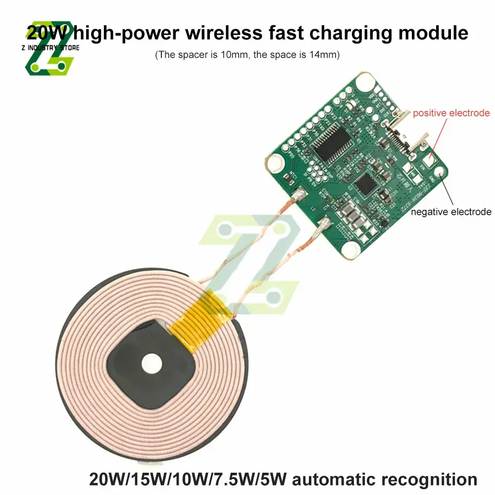 20W Adaptive Wireless Charging Module Fast Charger with Charge Protection Temperature Control DIY Wireless Charger