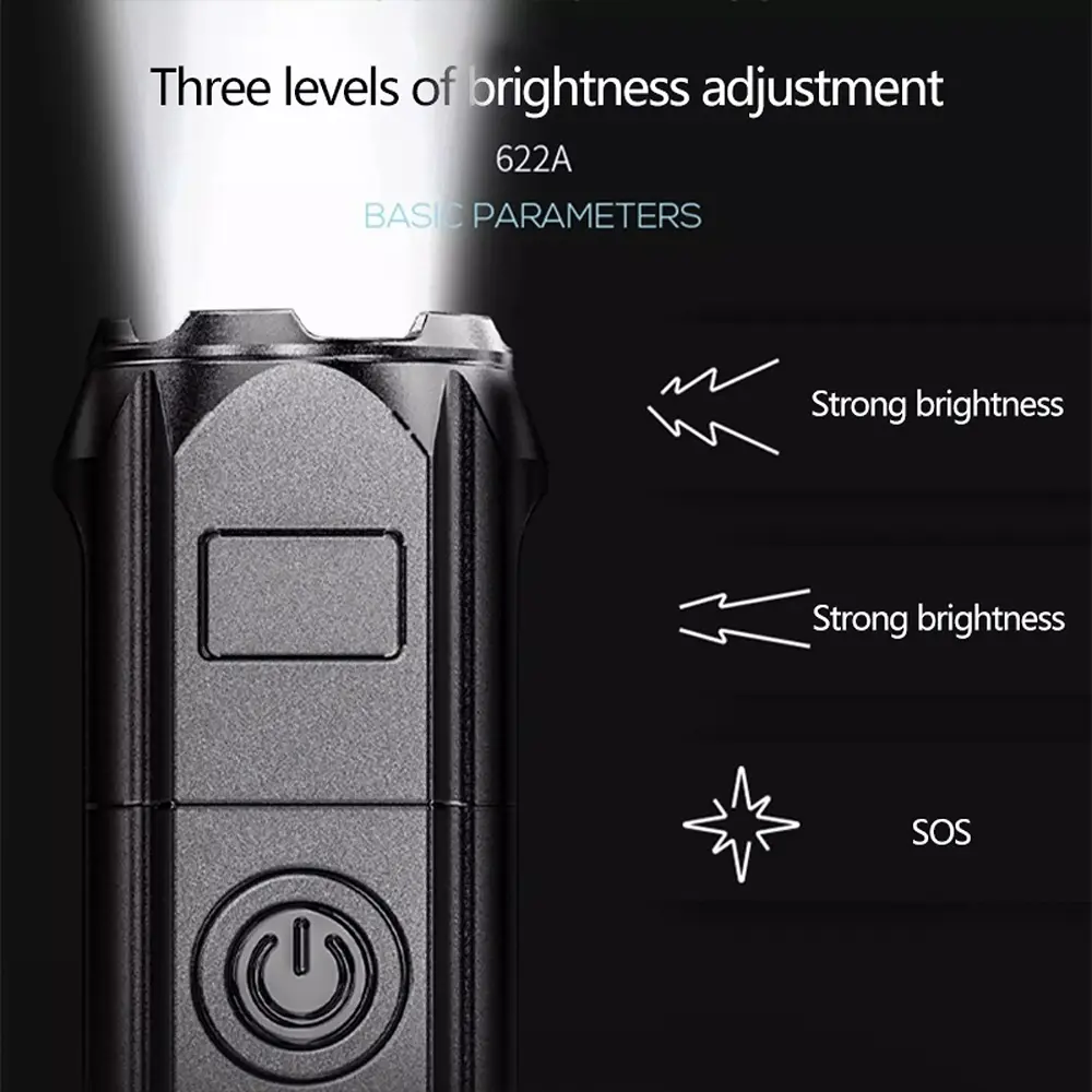 Strong Light Rechargeable LED Flashlight Multi-function Focusing Zoom LED Flashlight Small Portable Outdoor Camping Equipment