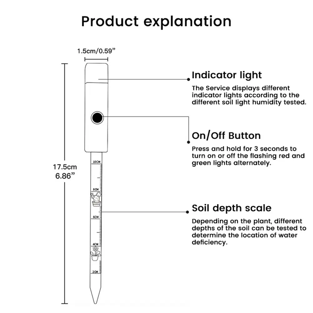3 Color Indicate Light Soil Moisture Sensor Monitor Plants Flower Soil Hygrometer Plant Detector Garden Care Humidity Meter