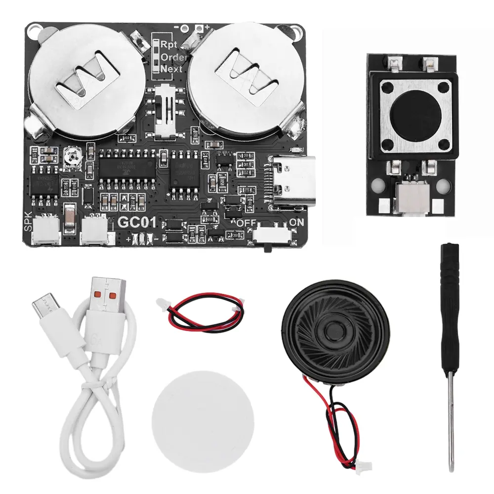 DIY Music Greeting Card Recordable Sound Module Button Control Music Voice Player Programmable Board 8M Memory TYPE-C
