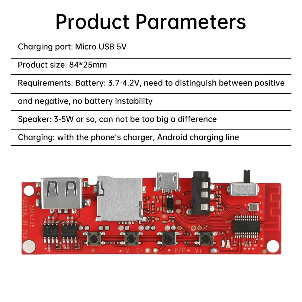 DC 3.7V Multi-function BT Audio Amplifier Board Audio Circuit Board Bluetooth Module DIY Bluetooth Module Micro USB