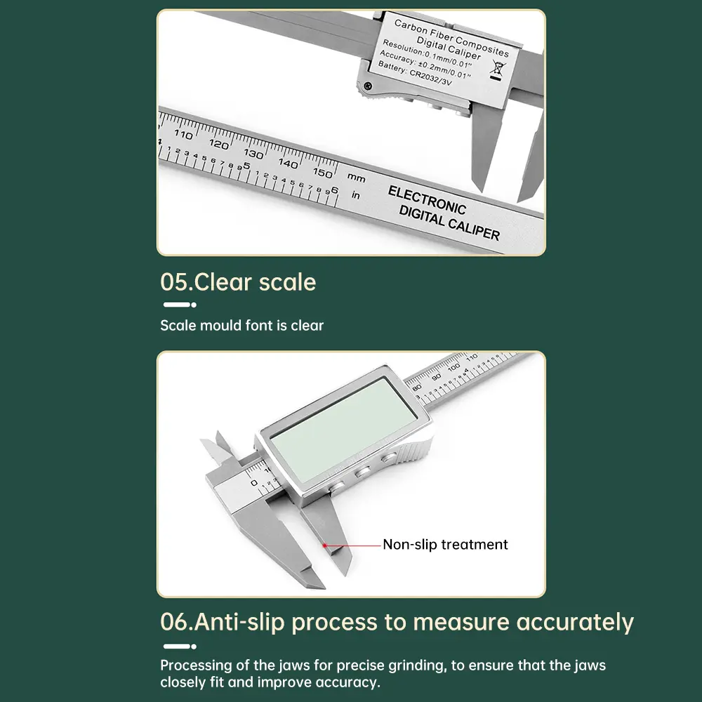 0-150mm Digital Display Vernier Caliper Diameter Measuring Tool Portable Woodworking Tool with Battery
