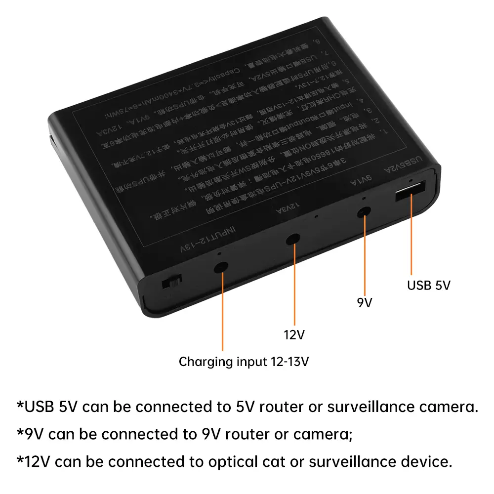 DC UPS Battery Box 6*18650 Diy UPS Box Router Monitor Uninterruptible Power Supply Box 5V/9V/12V Output 60W Max
