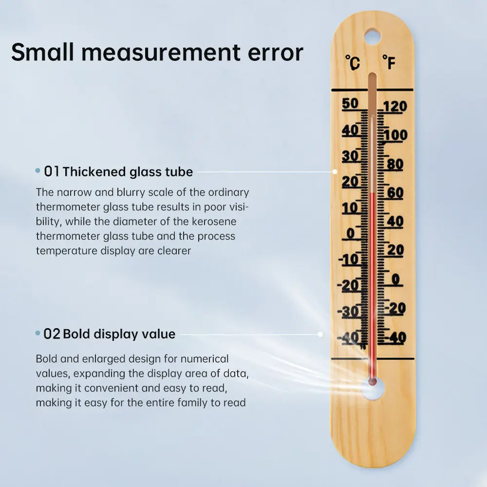 -30~50 ℃/-20~120℉ Wooden Thermometer Home Decoration Thermometer Environmental And Safety Kerosene Thermometer