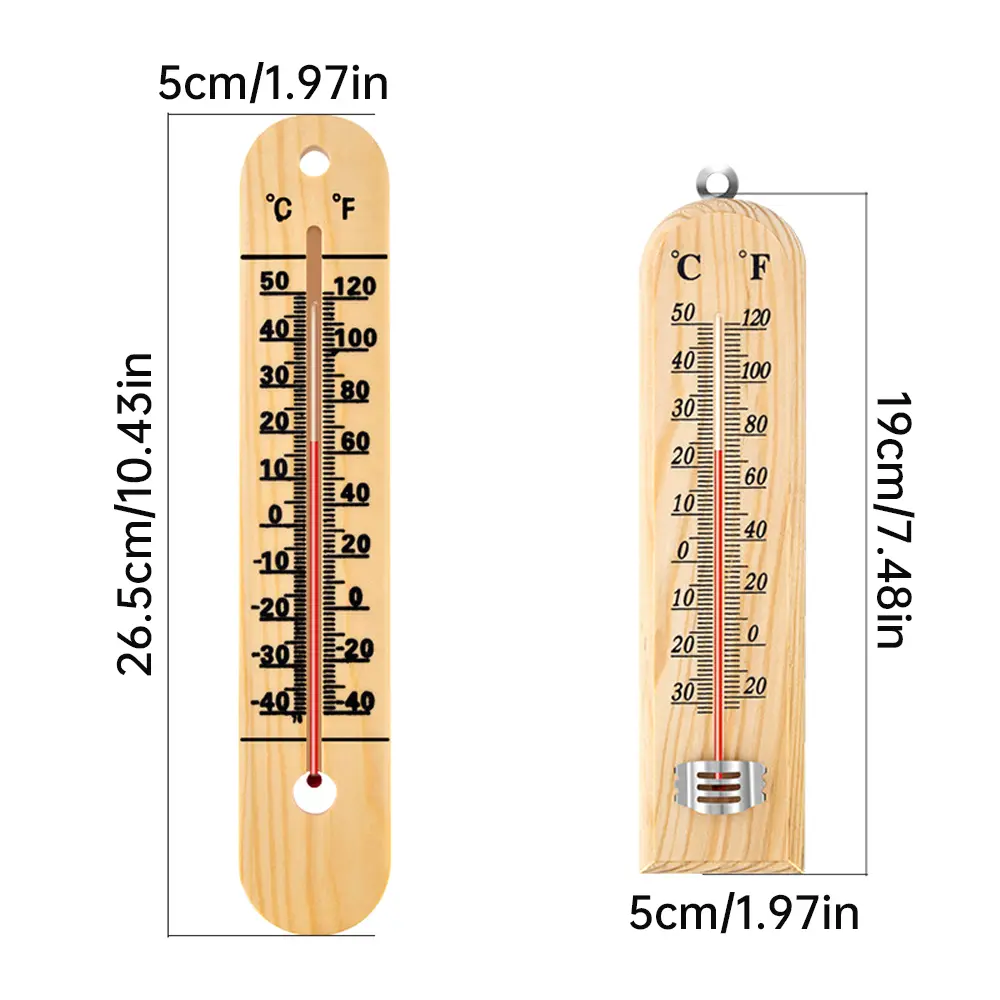 -30~50 ℃/-20~120℉ Wooden Thermometer Home Decoration Thermometer Environmental And Safety Kerosene Thermometer