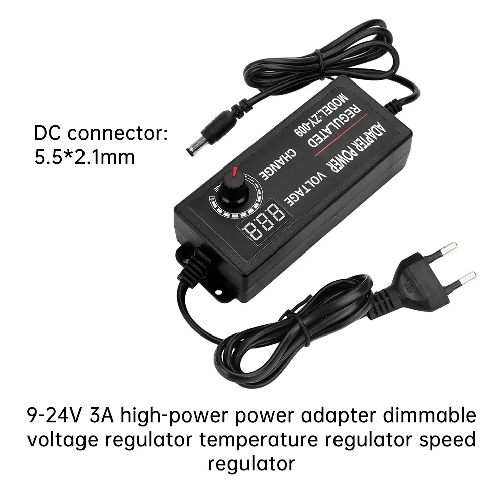 AC100-240V To DC3-24V/DC3-12V Adjustable Voltage Power Adapter High Power With Display Universal Power Supply EU Plug