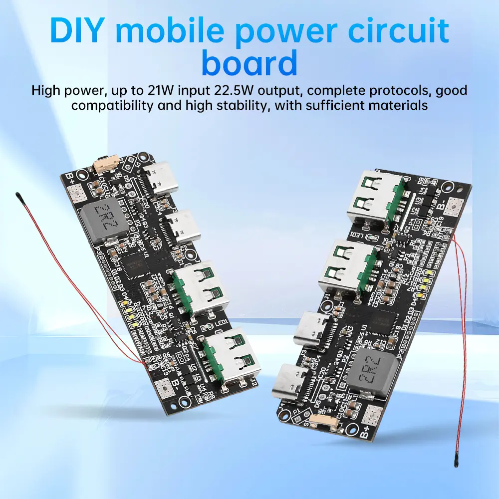 22.5W Quick Charging Power Module Support QC PD SCP VOOC Charge Protocol Power Bank 3.65V LIFEPO4 4.2V Ternary Lithium Battery