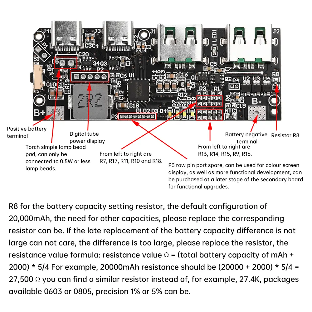 22.5W Quick Charging Power Module Support QC PD SCP VOOC Charge Protocol Power Bank 3.65V LIFEPO4 4.2V Ternary Lithium Battery