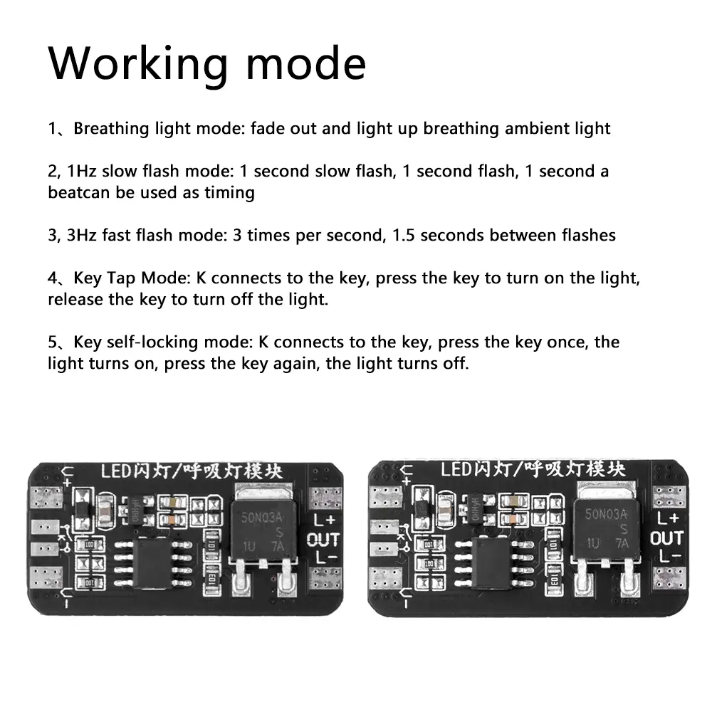 6A 72W DC3-24V Breathing Light Module Holiday Ambient Light Control Board Fast/slow Flashing Jog Mode Self-lock Mode