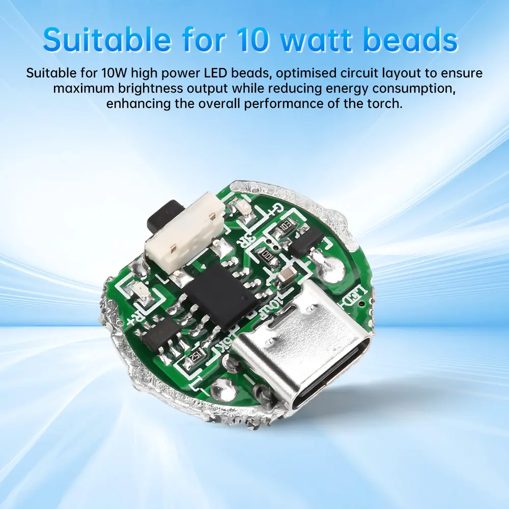 3.2-4.2V Flashlight Driver Board For 6-10W Lamp Beads Flashlight Diy Accessories Type-C Interface LED Chips with Switch