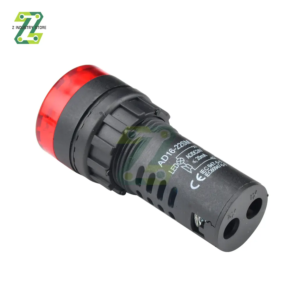 AD16-22SM 22mm Panel Diameter AC 12V 24V 110V 220V Flash Signal Light Red LED Active Buzzer Beep Alarm Indicator Green Yellow
