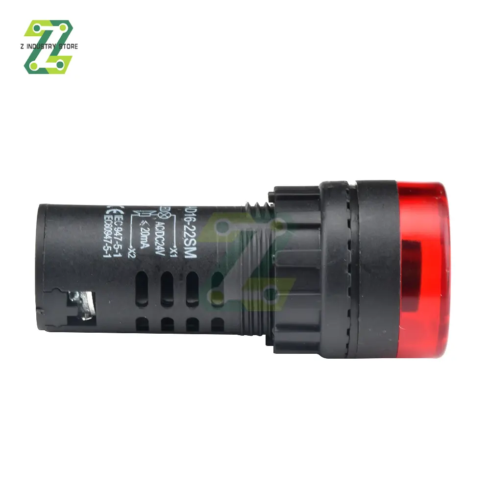 AD16-22SM 22mm Panel Diameter AC 12V 24V 110V 220V Flash Signal Light Red LED Active Buzzer Beep Alarm Indicator Green Yellow