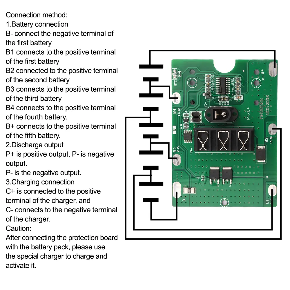 BMS 5S 20A 21V 18650 Li-ion Battery Charge Board NTC Temperature Protection with DC Plug 5S BMS PCM For Electric Tools