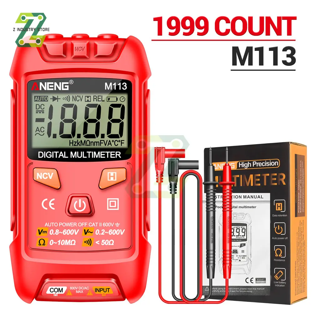 ANENG M113 1999 Counts Mini Multimeter Digital Inteligent AC/DC Voltage Meter Ohm NCV Electricity Tools Measuring Instruments