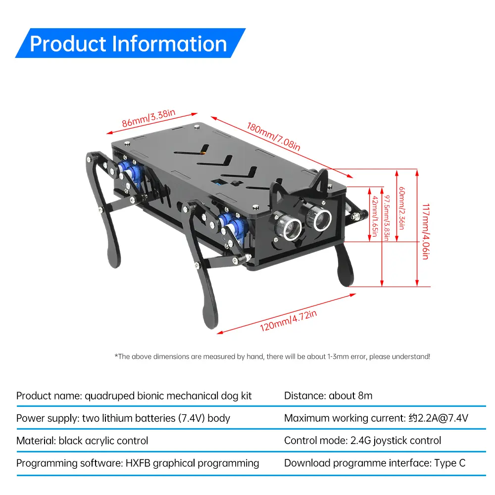 Bionic Mechanical Dog Bionic Intelligent Programming Development Robot Remote Control Robot Dog Electronic Pet DIY Kit