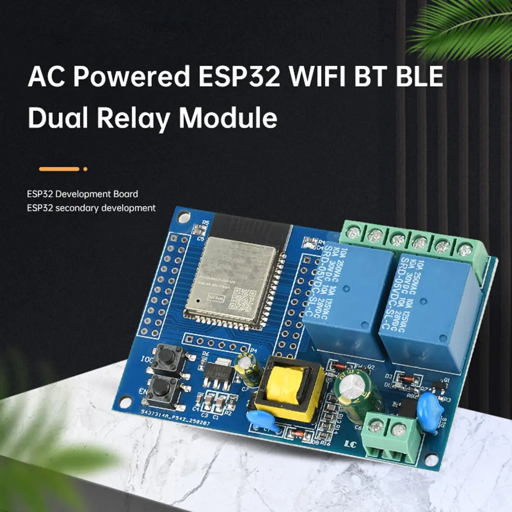 AC220V Power Supply ESP32 Wifi Bluetooth 2 Channel Relay Module ESP32 Secondary Development Board